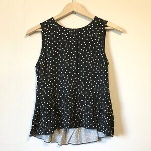 Talula Aritzia Black & White Polka Dot Babydoll Rayon Sleeveless Top
